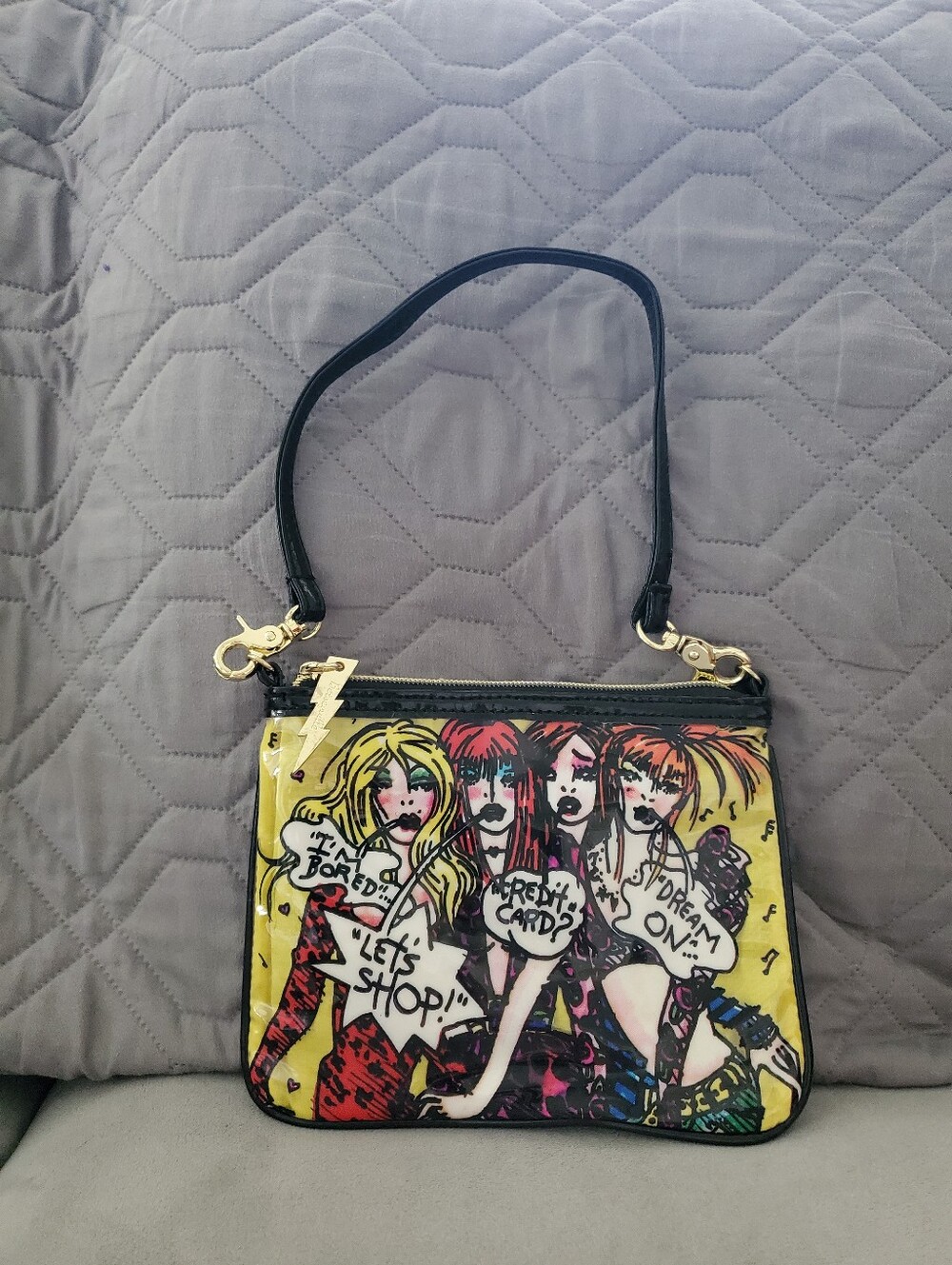 Vintage Y2K Betseyville by Betsey Johnson Comic Print Bag Graphic Shoulder Bag